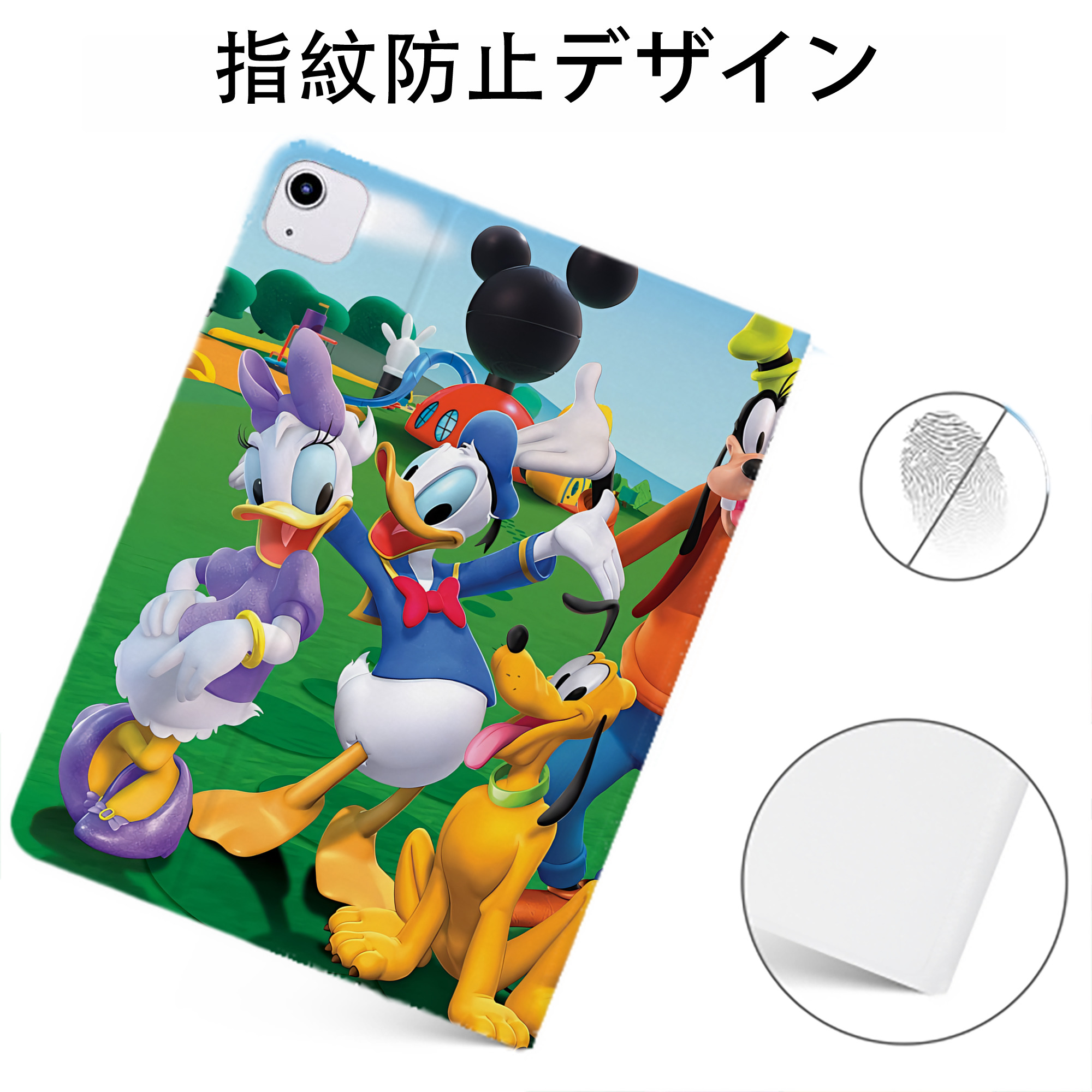 （画像用） ミッキーマウス Mickey Mouse IPadケース ペンホルダー付き ブックスタイルデザイン